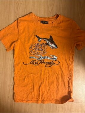 Ed Hardy Orange Shark shirt